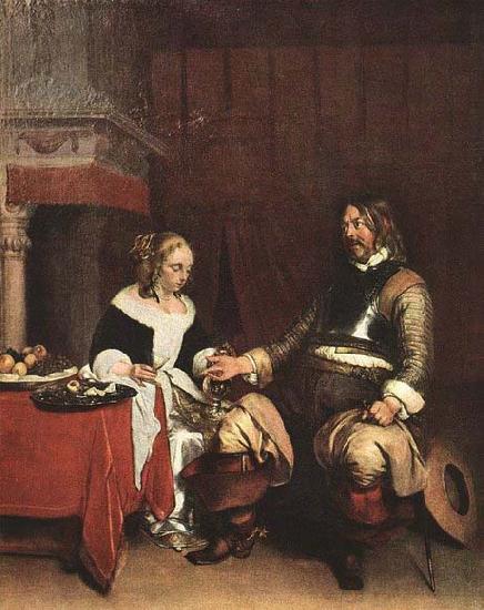 TERBORCH, Gerard Man Offering a Woman Coins Sweden oil painting art